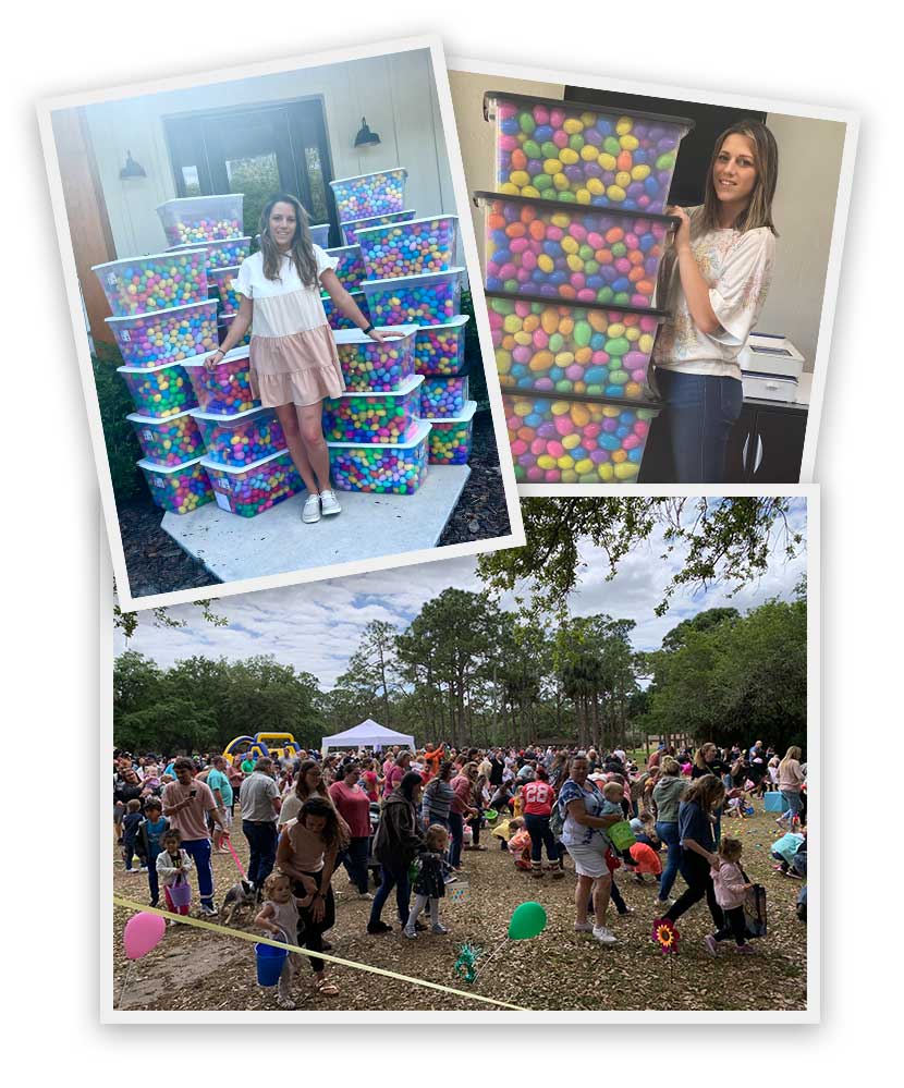 Easter egg event preparation and crowd