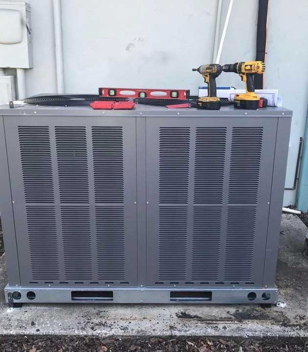 Outdoor HVAC condenser unit