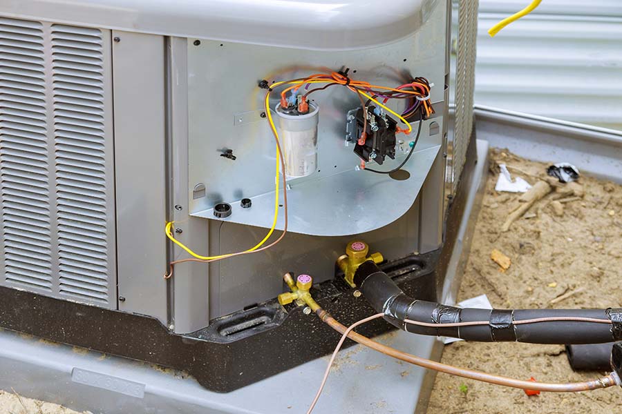 AC unit with open wiring