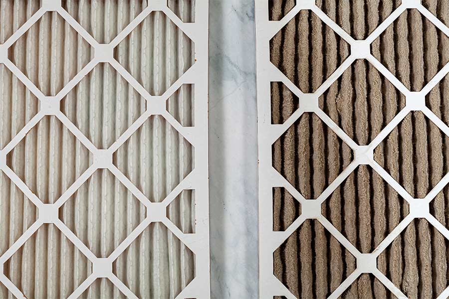 Clean and dirty air filters side by side